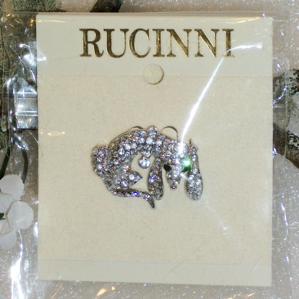 RUCINNI Dog Brooch Swarovski Crystal NIP